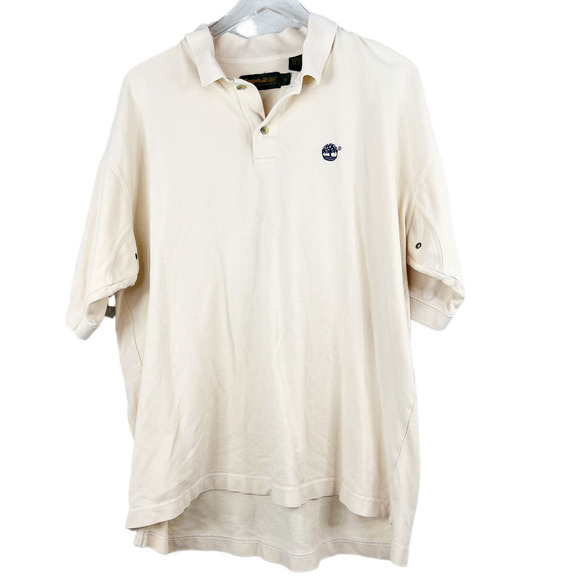 Vintage Timberland‎ Weather Gear Men's Short Sleeve Tan Polo Size XL - Picture 1 of 9